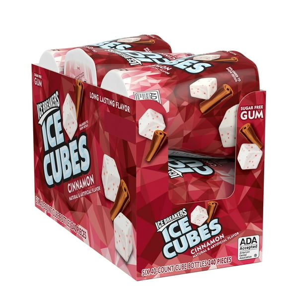 ICE BREAKERS, ICE CUBES, Cinnamon Flavored Sugar Free Chewing Gum, Made