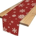 thumbnail image 4 of Christmas Table Runner, Seasonal Winter Snowflake Red Merry Christmas Theme Xmas Coffee Table Center Decor for Family Kitchen Outdoor Farmhouse Holiday Party Table Decorations, 13"x90", 4 of 6