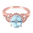 thumbnail image 4 of Mauli Jewels Rings for Women 2.42 Carat Oval Aquamarine and Diamond Ring 4-Prong 10K Rose Gold, 4 of 6