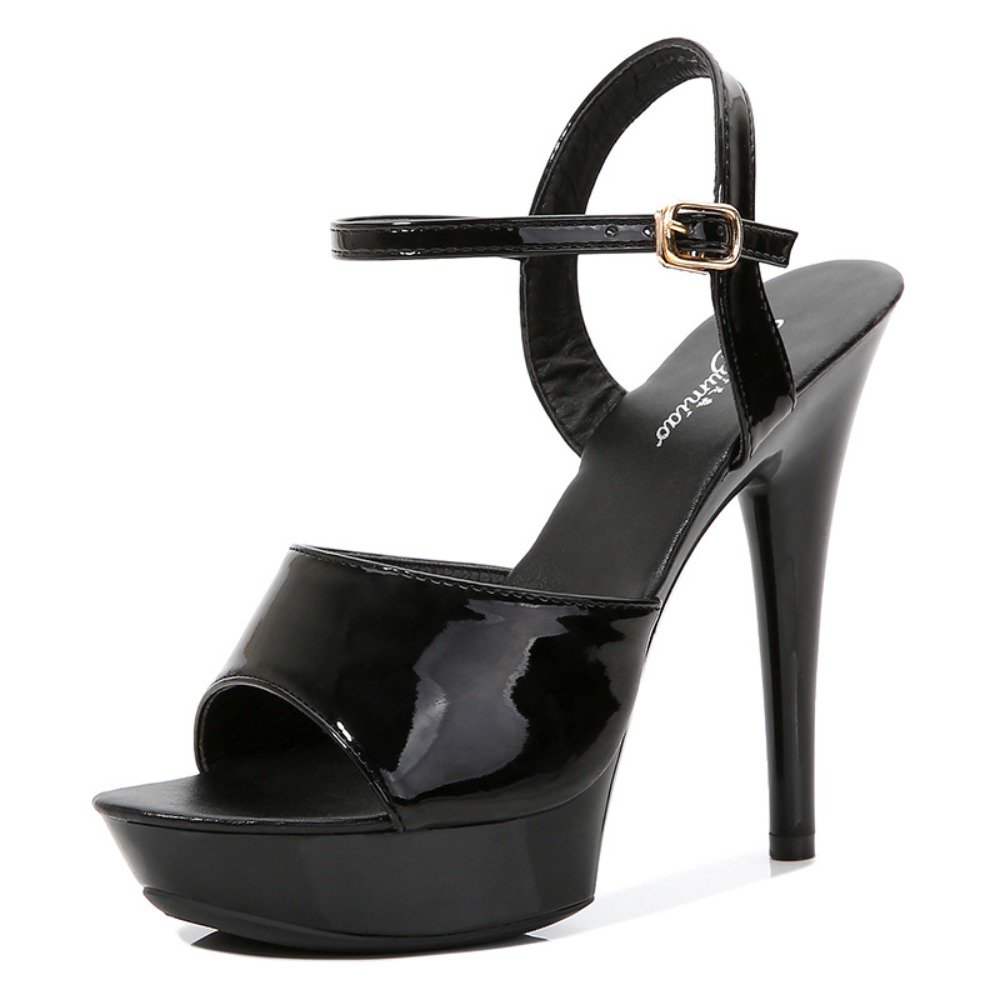 Mclubgirl 2023 11cm Heels Sandals Fish Toe Women's Sandas Platfrom Fashion for Dance Black Classic LFD