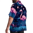 thumbnail image 3 of Starry Sky Flamingo Men's Button Down Casual Hawaiian Print Short Sleeve Summer Beach Shirt, 3 of 6