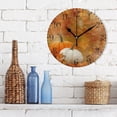 thumbnail image 3 of 10" Artistic Round Wall Decorative Desk Clock Wall Clock Home Decor Background with Pumpkins and Leaves, 3 of 7