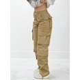 thumbnail image 5 of Women’s High Waisted Beige Wide Leg Pants – Y2K Straight Fit Office Casual Workwear Jogger Style, 5 of 8