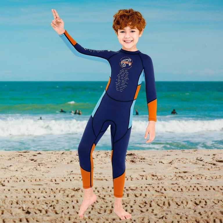Kids Wetsuit 2.5mm Neoprene Nylon Thermal Swimsuit, Full Body Surf Suit for  Girls Boys and , Wet Suit Swimming - Green S