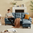thumbnail image 5 of Pingliang Home Sectional Sofa with Storage Ottoman, 3 Seat L Shaped Chenille Couch Sofa for Living Room Apartment Office Home Small Space, 5 of 10