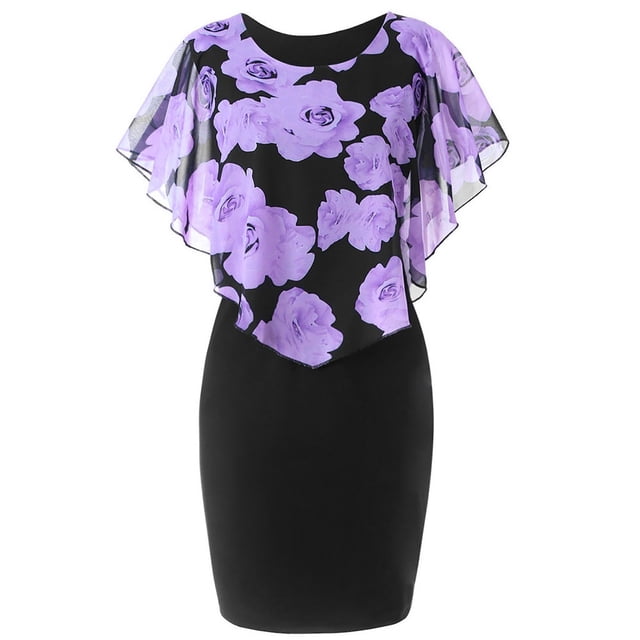 SMihono Robe d'Été Boho pour Femmes Grande Taille Mode d'Été Grande Taille Col Rond Imprimé Sans Manches Robe Chandail