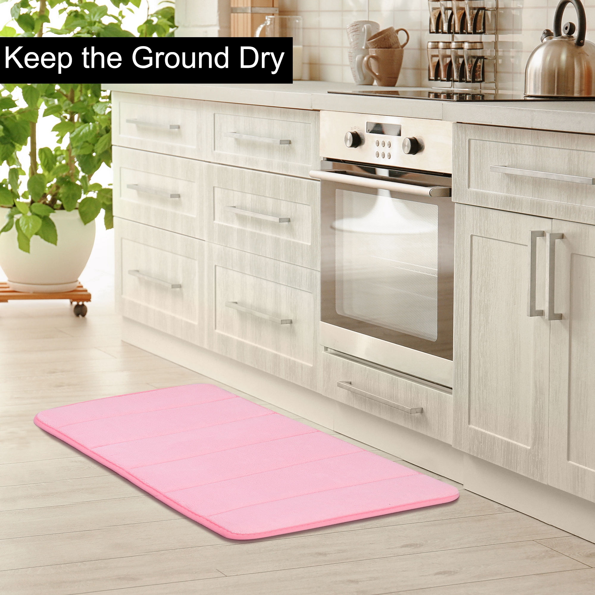 Unique Bargains Solid Contemporary Memory Foam Bath Rug Pink 24"x16"