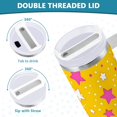 thumbnail image 3 of Yayeee 40oz Stainless Steel Tumbler with Straw and Handle Double-Wall Insulated Travel Water Bottle, Gradient Pink Stars, 3 of 8