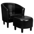 thumbnail image 1 of Gymax Moderne Accent Baignoire Chaise&Ottoman Ensemble Cuir Rembourré Canapé Simple Chaise Noir, 1 of 10