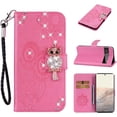 thumbnail image 4 of for Google Pixel 7 Pro Case with Credit Card Holder, Glitter Bling Diamond PU Leather Wallet Phone Case Flip Folio Book Cover for Google Pixel 7 Pro Owl Pink, 4 of 16