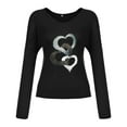 thumbnail image 4 of Aofany Valentines Day Love Heart Print T-Shirt for Women Long Sleeve Mother's Day Graphic Tees Tops Loose Casual V Neck Shirts, 4 of 4