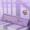 thumbnail image 2 of Hnjugfe Typewriter Style Mechanical Gaming Keyboard, Wired Mechanical Keyboards,104 Keys Backlit LED Keyboards, Media Control Knob, Wired Computer Keyboard Pink Switch for Windows/Mac/PC-Purple, 2 of 6