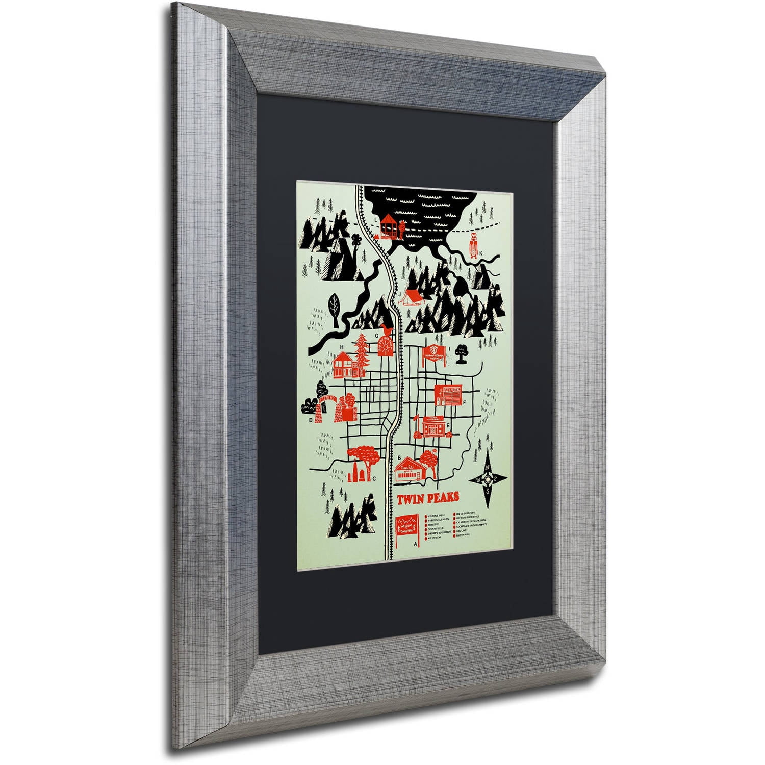Trademark Fine Art 'Welcome To Twin Peaks' Canvas Art by Robert Farkas, Black Matte, Silver Frame