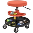 thumbnail image 1 of HOMCOM Rolling Mechanic Stool, 300 LBS Capacity Garage Stool, Coral Orange, 1 of 10