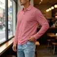 thumbnail image 5 of Mens Long Sleeve Polo Shirts Classic Breathable Golf Work Pullover Tops, 3XL, 5 of 7
