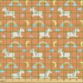 thumbnail image 2 of Ambesonne Unicorn Party Fabric by the Yard Upholstery, Horse Rainbow Moon, 2 Yards, Dark Peach Multicolor, 2 of 5
