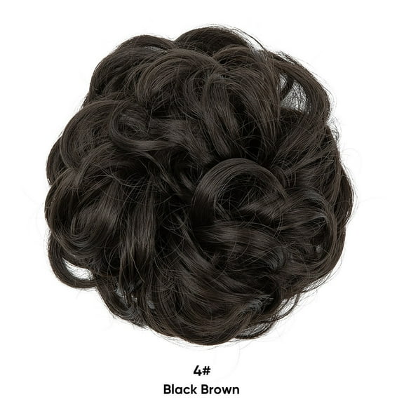 Namzi Messy Bun Hair Piece Wavy Curly for Women Hair Bun Hair Piece with Elastic Band Scrunchies Stretchy Fluffy Chignon Ponytail Hairpieces Updos for Women,Black Brown