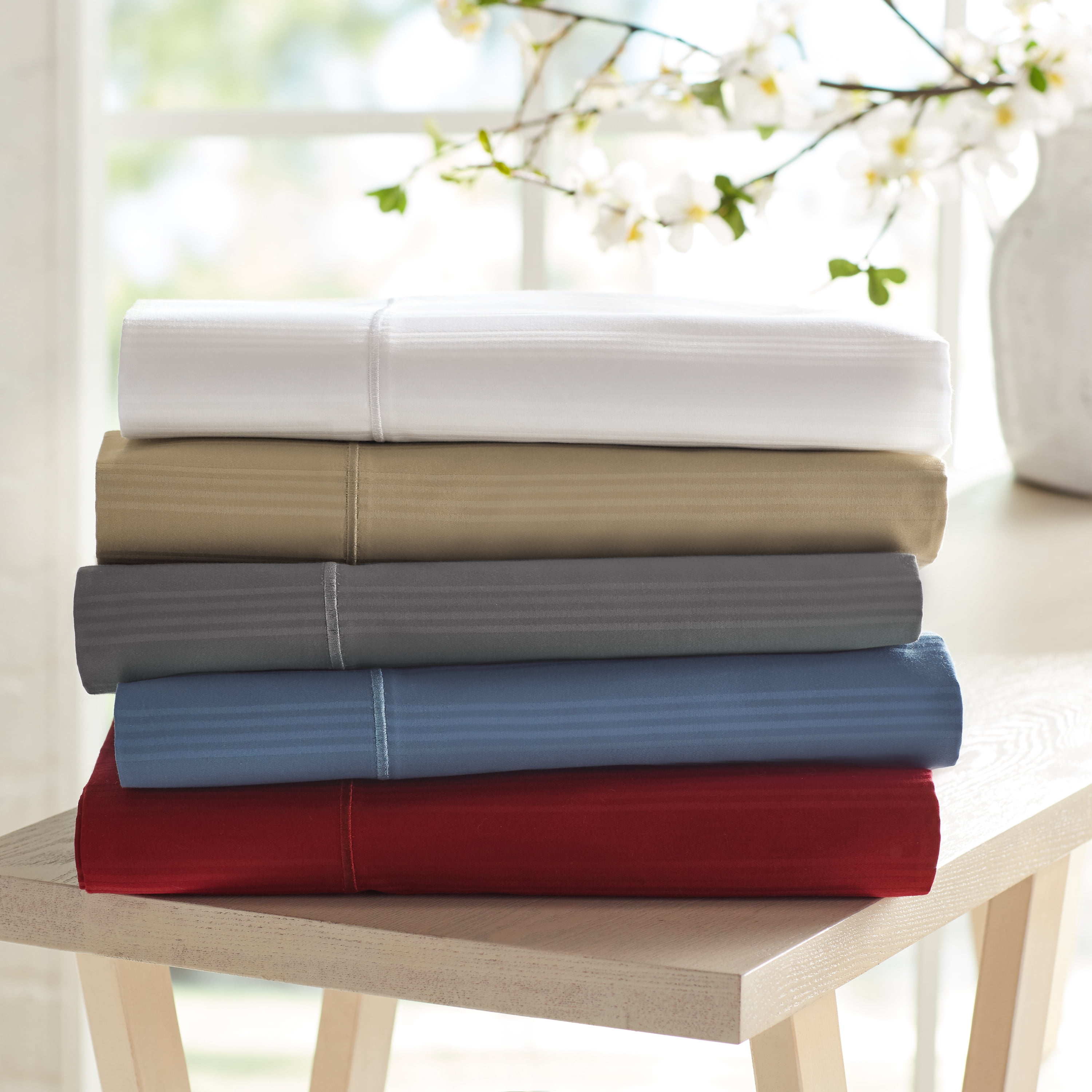 Better Homes & Gardens 400 Thread Count Hygro Cotton Sheet Set, Queen, Blue Damask