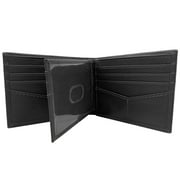 George Mens Genuine Milled Leather Bifold Wallet with Wing, Black, RFID Protected