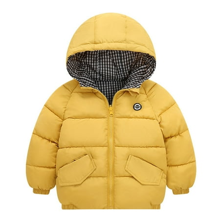 

ZMHEGW Kids Toddler Jacket Kids Baby Boys Girls Winter Warm Outerwear Plaid Coats Hooded Padded Outwear Fall Outfits 12-18 Months