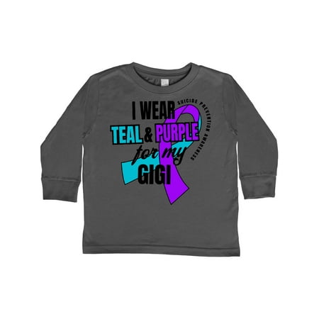 

Inktastic Suicide Prevention I Wear Teal and Purple for My Gigi Gift Toddler Boy or Toddler Girl Long Sleeve T-Shirt