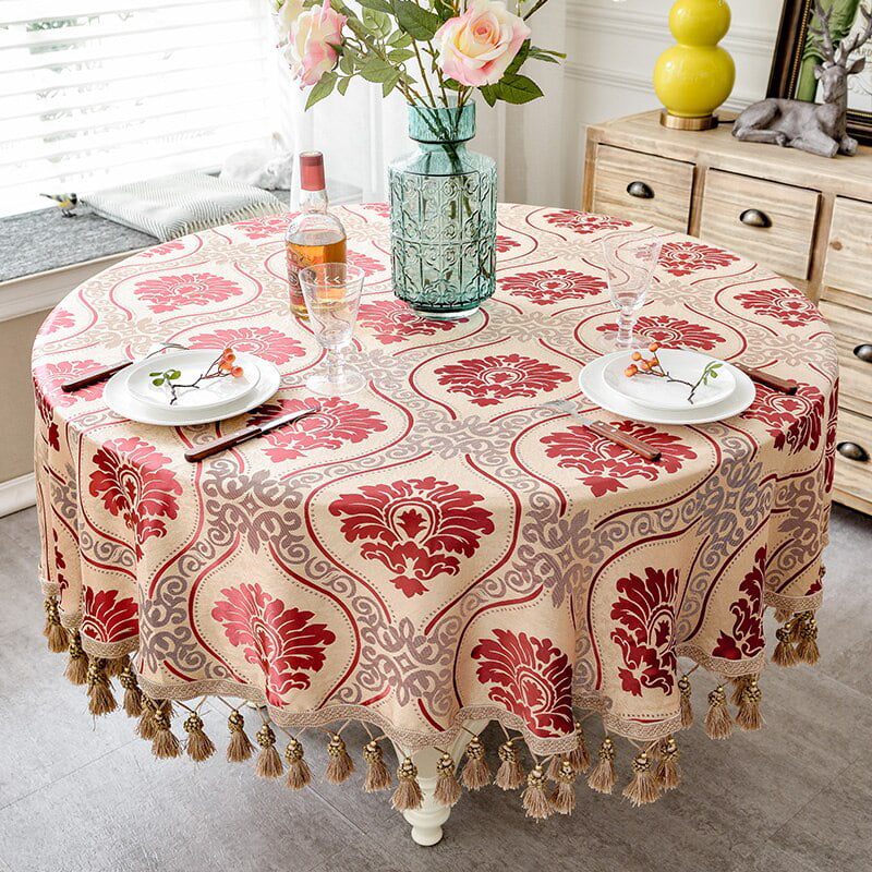Jacquard Round Table Cloth Wedding Banquet Table Cover Circle Tablecloth Home 