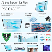 TECLAST P50 Android Tablet with Keyboard and Mouse, 11 inch Tablet 12GB RAM 128GB ROM 1TB Expand, Octa-Core T606, 7000mAh, WiFi5/BT5/5MP+8MP, Tablet with Case/Stylus/Headphones/Tablet Stand/OTG