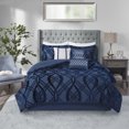 thumbnail image 2 of Home Essence Morgan 3 Piece Velvet Duvet Set, Full/Queen, Navy, 2 of 14
