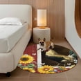 thumbnail image 5 of Area Rug 48in, Farm Rooster Sunflower Floor Carpet Living Room Rug, Rustic Red Wooden Texture Non-Slip Welcome Mat Indoor Rugs for Bedroom Dining Room, 5 of 9