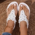 thumbnail image 6 of Womens Flip Flops Casual Boho Flat Heel Open Toe Elastic Straps Slip-on Slides Thong Summer Beach Walking Comfortable Lightweight Shoes, 6 of 9