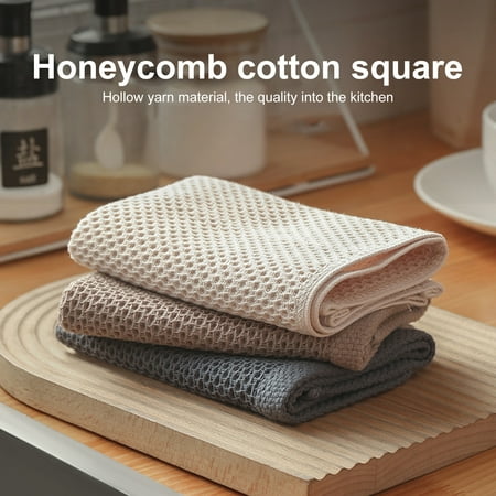 

Naturegr Honeycomb Structured Dish Towel Absorbent Cotton Easy to Use Cleaning Pad for Bar