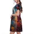 thumbnail image 2 of Easygdp Forest Koala para Vestido Transpirable de Mujer, Vestido Suelto de Manga Corta con Pliegues y Bolsillos para el Verano, 2 of 6