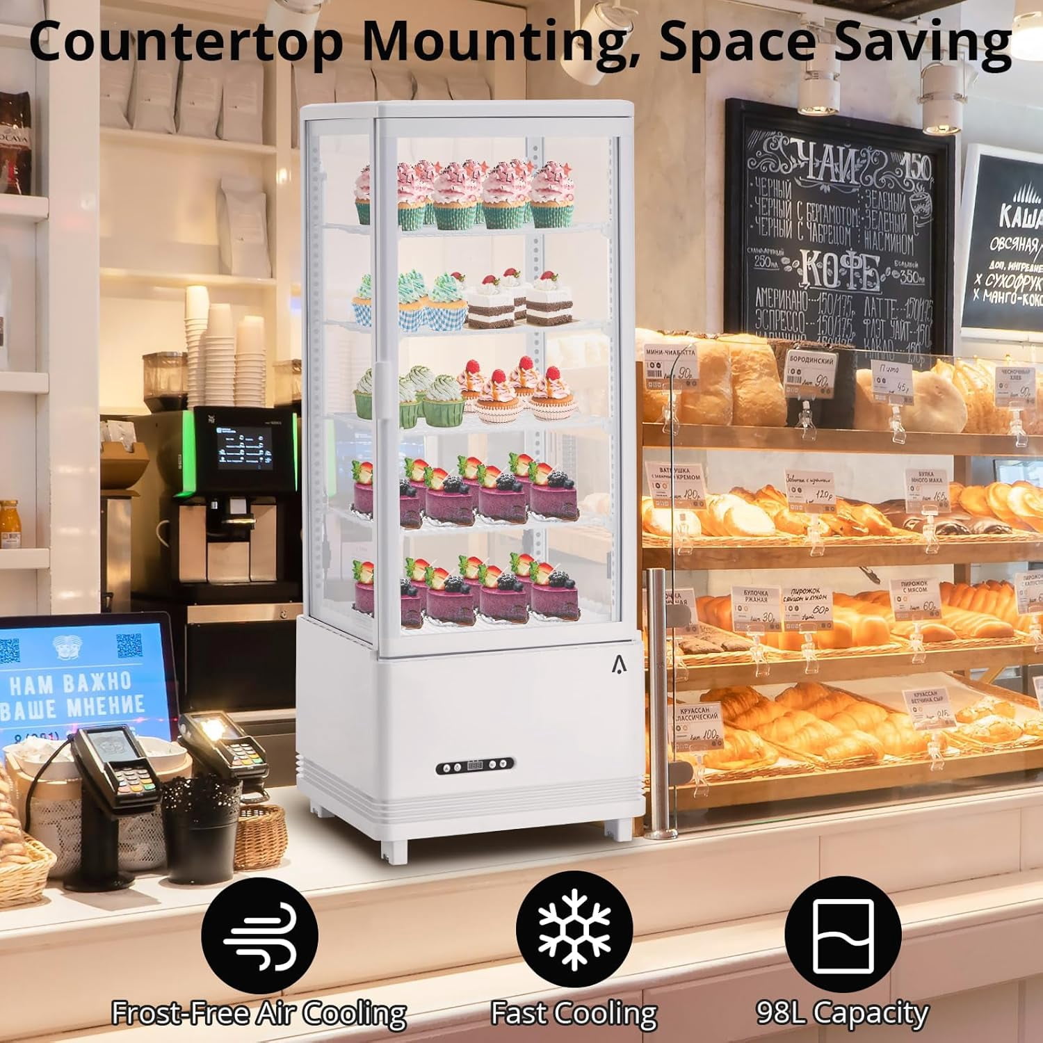 Accreate Commercial Display Refrigerator, 3.46 Cu.Ft. Glass Door, Upright Beverage Merchandiser, White