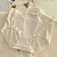 thumbnail image 2 of Riecok Womens Brief Panties Plus Size High Waist Stretch Solid Breathable Comfortable Underwear Panties White XL, 2 of 3