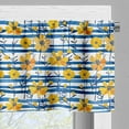 thumbnail image 3 of Ambesonne Floral Valance & Curtain 3 Pcs Set, Coastal House Vibe Flowers, 55"x36", Mustard Cobalt Blue White, 3 of 7