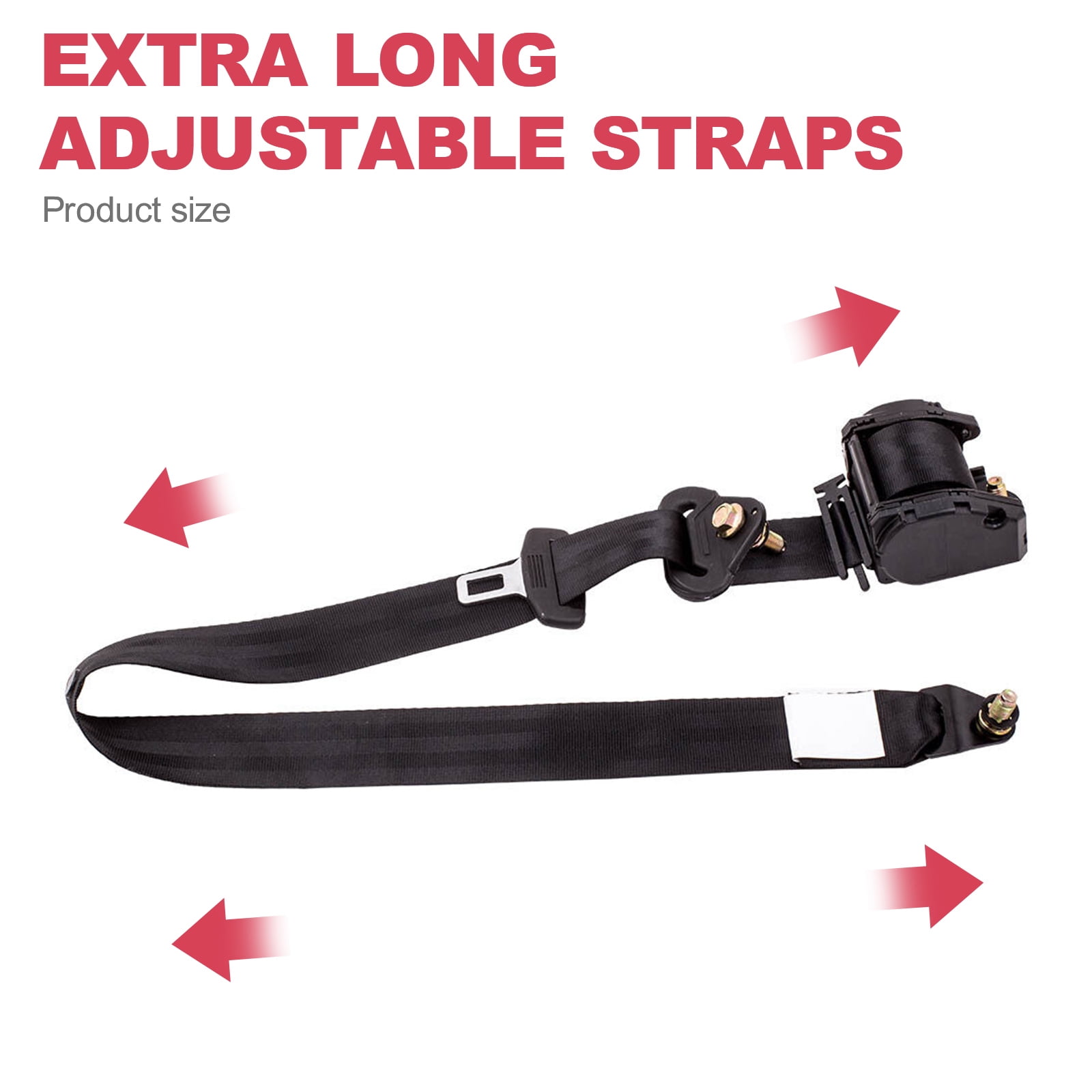 Universal 3 Point Retractable Car Seat Belt Car Safety Belt Automatic Car Front Seat Safety Belt Strap Buckle Kit Adjustable,Black