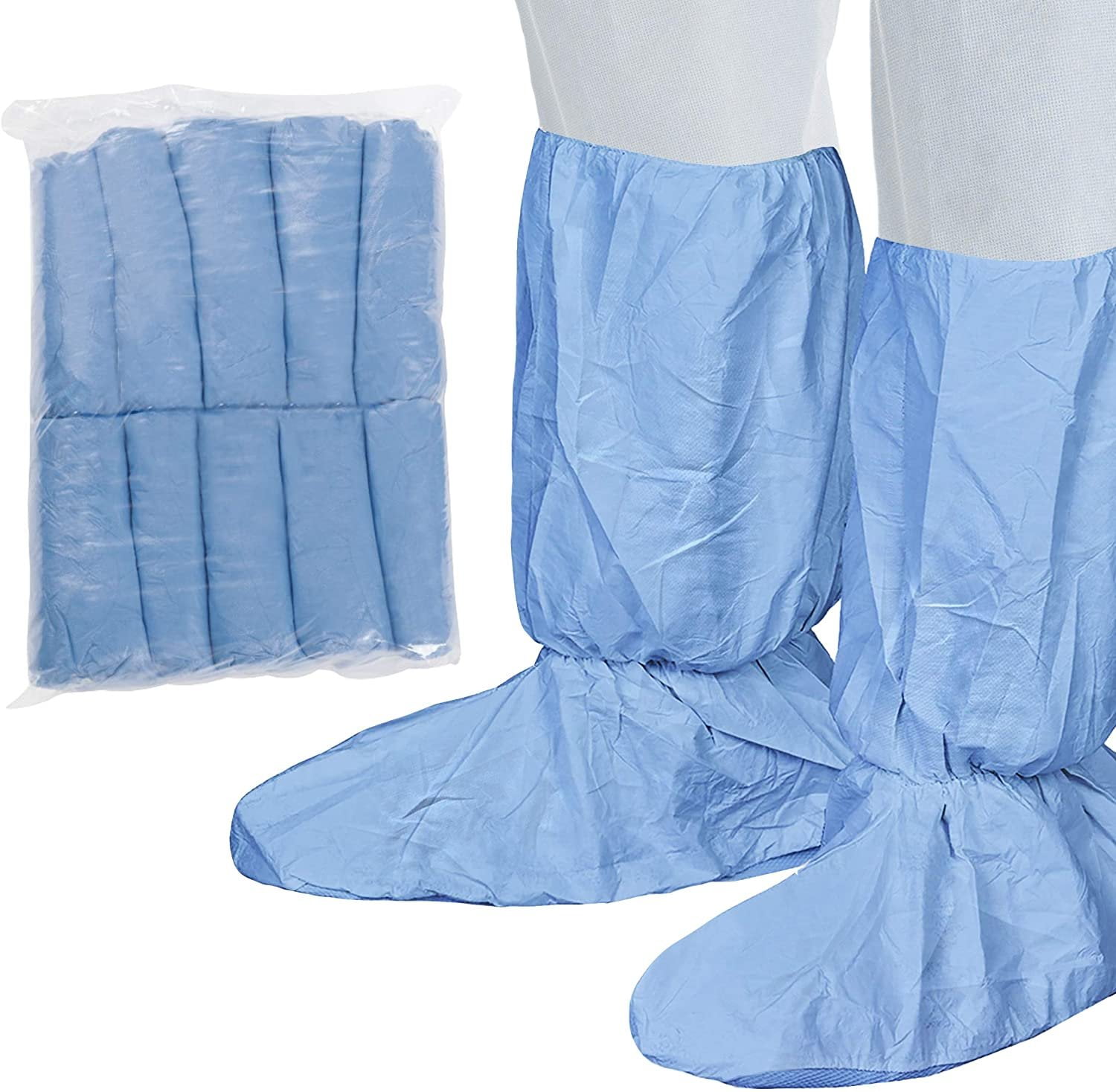 Polypropylene Shoe Covers. Pack of 50 Blue Disposable XLarge Non Slip