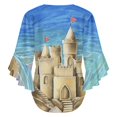 thumbnail image 6 of Sand Castle Beach Christmas Women's V-Neck Blouse With 3/4 Ruffled Bell Sleeves Casual Top Ladies Blouses, 6 of 7
