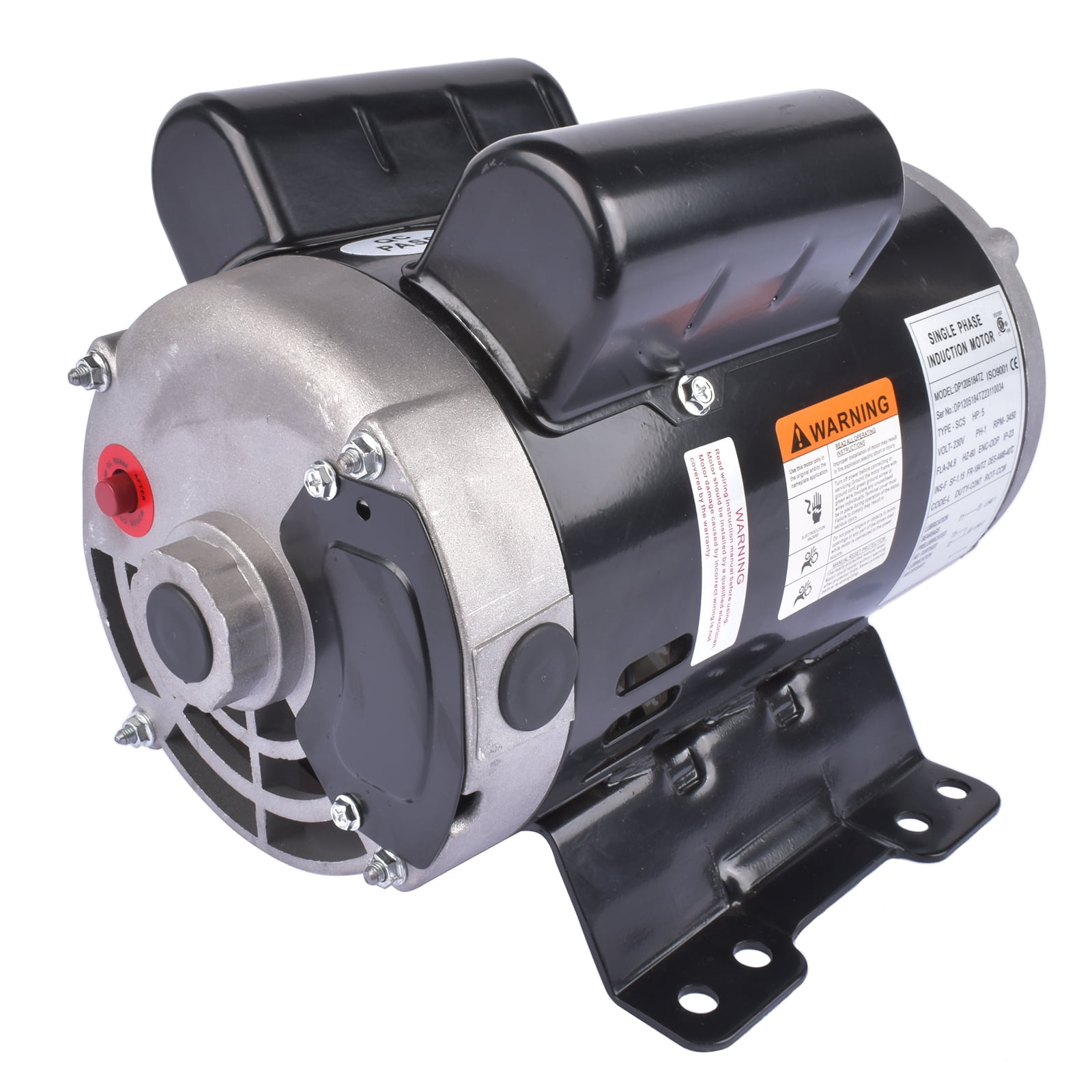 Mustrod Air Compressor Electric Motor 5HP 3450rpm Single Phase 184T Frame 7/8" Shaft 230V 24.9 Amps