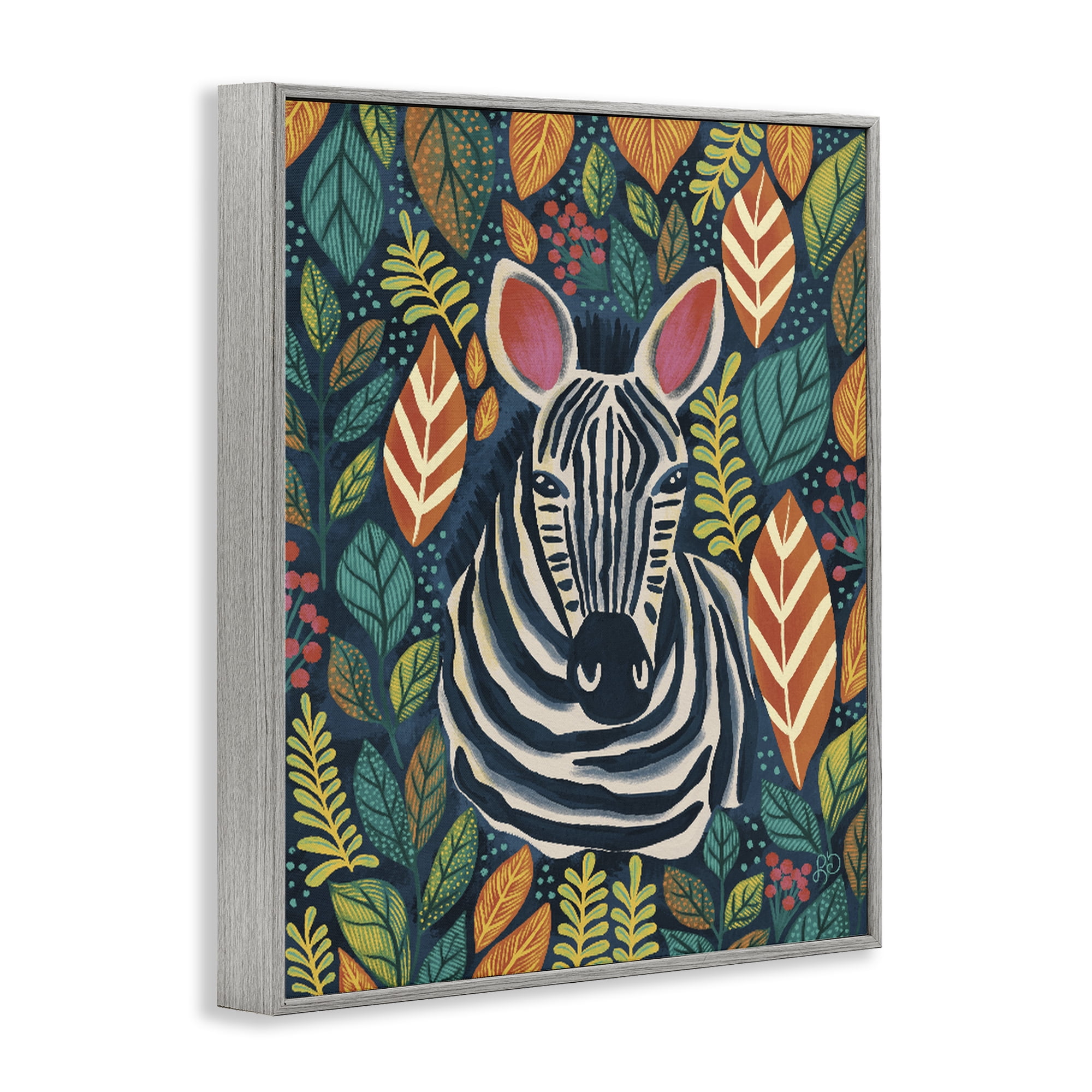 Stupell Industries Exotic Leaf Pattern Zebra Gray Framed Giclee Art, design by Lisa R Dumm