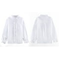 thumbnail image 6 of SOLOCOTE Girls White Ruffle Long Sleeve Button Down Cotton Blouse, 6 of 6