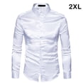 thumbnail image 3 of Sonducket Camisa Transpirable Para Hombre Satén Con Mangas Largas - Trabajo Boda O Casa Camisa Para Hombre Formal Manga Larga Grande Camisetas blanco 2XL, 3 of 6