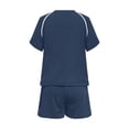 thumbnail image 4 of BOOMNY Womens 2 Peice Workout Shorts Sets Solid Short Sleeve Tops Shorts Outfits for Women Summer Casual Matching Sets, 4 of 5