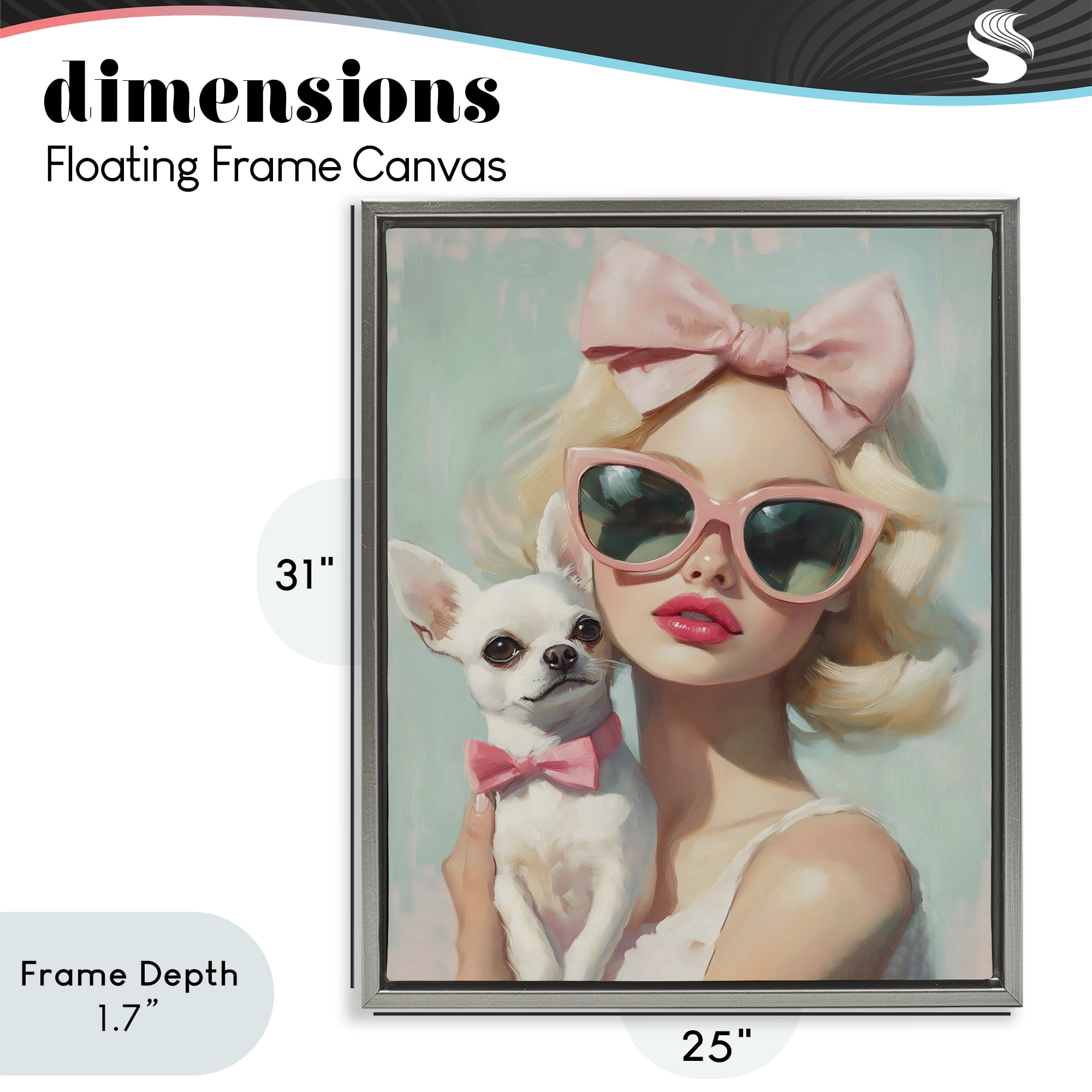 Stupell Industries Girl with Chihuahua Gray Framed Floater Canvas Wall Art, design by The Prints Vibe