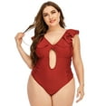 thumbnail image 1 of Meichang Women's Cutout One Piece Swimsuits Plus Size Tummy Control Ruffle Bathing Suits Sexy Monokinis Hollow Out Keyhole Swimwear Solid Color Pleated Swimsuits, 1 of 7