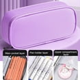 thumbnail image 6 of Hyknon Large Capacity Pencil Case Pen Pouch, Multi-layered Pencil Holder with Zipper, Solid Color Stationery Bag with Zipper, Simple Pen Pouch for Women Adult, Storage Organizer for College, Purple, 6 of 6