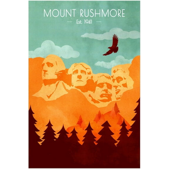 Mount Rushmore - National Park - Vintage Travel Poster (8x12Inches(US/CANonly))