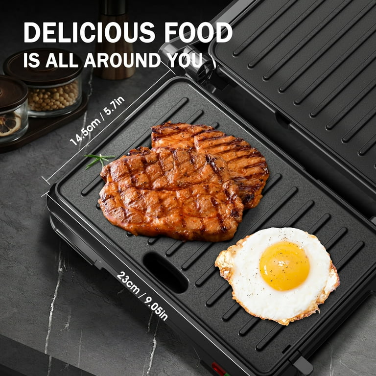 Panini Grill Press - 2-Slice, 180° Opening, Non-Stick Plates for Versatile Grilling, Toasting, and Cooking, Easy to Clean, Perfect for Home Kitchens, 850W