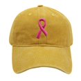 thumbnail image 2 of AirLoni Unisex Baseball Cap Washed Soft Cotton Ribbon 3D Embroidered Curved Brim Sun Protection Casual Streetwear Trucker Hat for Breast Cancer Awareness Daily Outings Yellow,One Size, 2 of 5