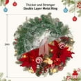 thumbnail image 4 of JoanKaren 24in Lighted Pre-Lit Christmas Wreaths with Timer,20 Light Flower Bowknot Pine Cones Balls Candy for Thanksgiving Christmas Halloween Front Door Wall Decor, 4 of 7